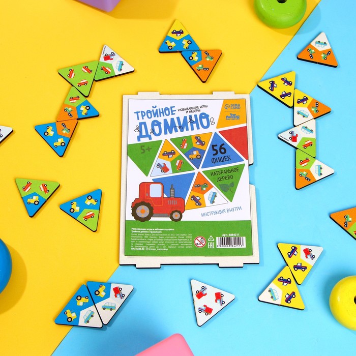 Развивающие игры из дерева. Тройное домино «Транспорт»
Развивающие игры из дерева. Тройное домино «Транспорт»