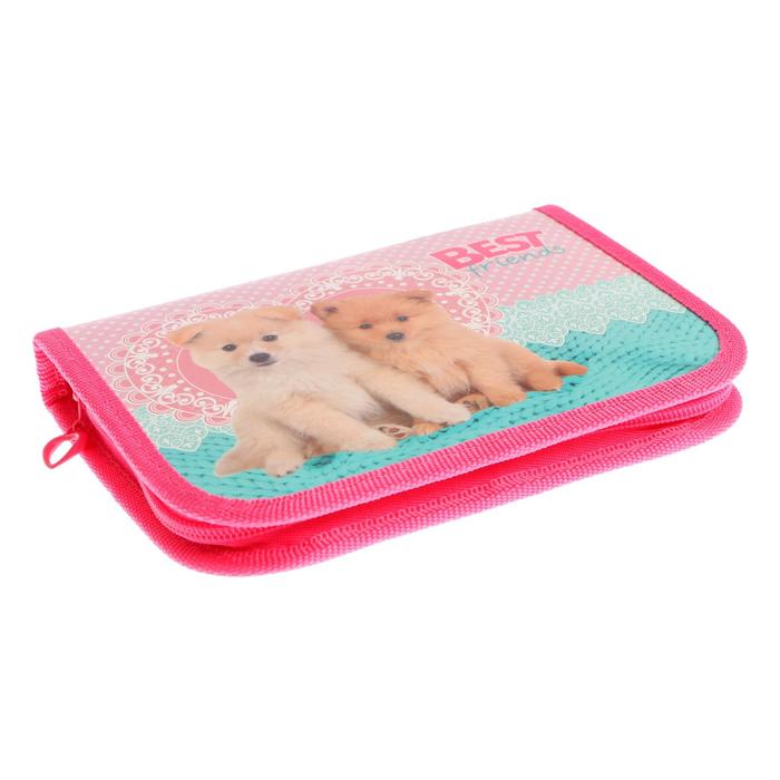 фото Пенал 1 секция 130 х 190 х 30 мм, с откидной планкой, пкк 07- 5, "щенята", ламинированный картон 59638 оникс