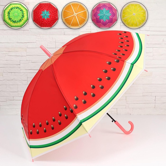 Зонт - трость полуавтоматический «Вкусняшки», 8 спиц, R = 45 см, цвет МИКС
Зонт - трость полуавтоматический «Вкусняшки», 8 спиц, R = 45 см, цвет МИКС
