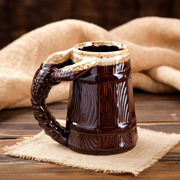 Пивная кружка "Рак Бочка", коричневая, керамика, 0.7 л
Пивная кружка "Рак Бочка", коричневая, керамика, 0.7 л