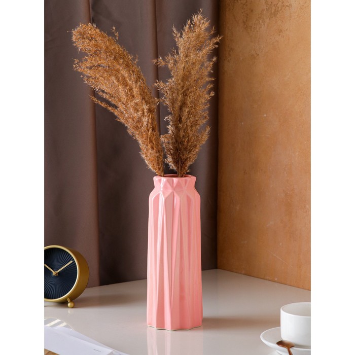 Ваза керамическая "Оригами", настольная, розовая, 28 см 
Ваза керамическая "Оригами", настольная, розовая, 28 см
