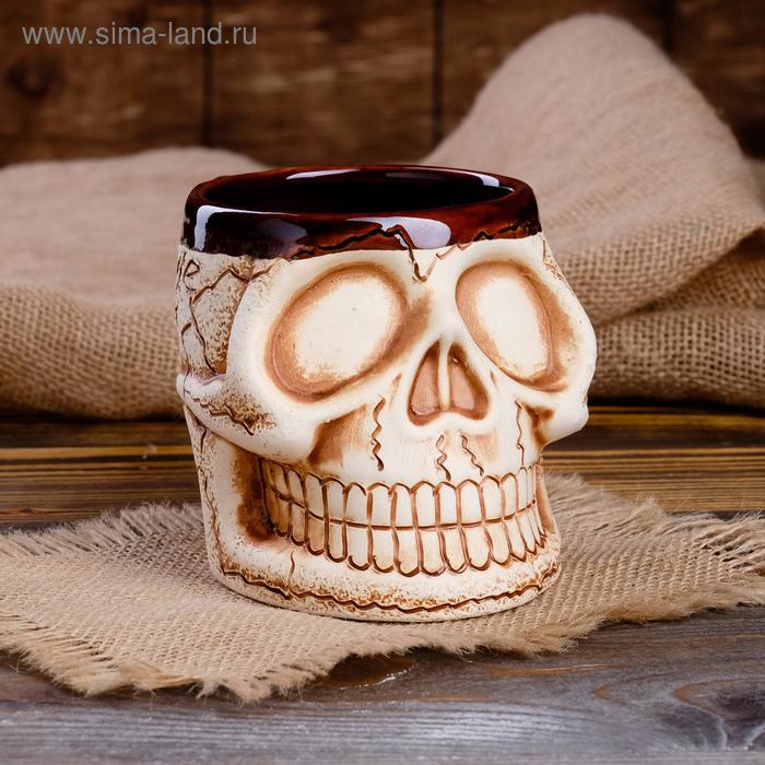 Кружка "Череп", под шамот, надпись, 0.5 л, микс 
Кружка "Череп", под шамот, надпись, 0.5 л, микс