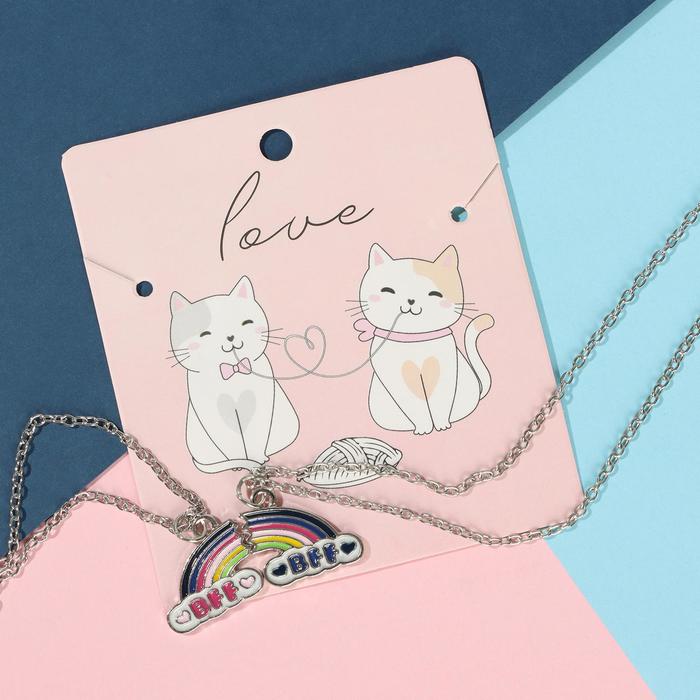 Кулоны "Неразлучники" радуга, bff, цветные в серебре, 45 см
Кулоны "Неразлучники" радуга, bff, цветные в серебре, 45 см