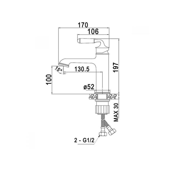 фото Смеситель для раковины esko prague pg 26, цвет бронза