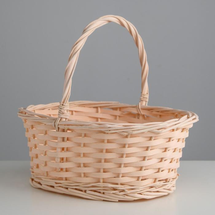 фото Корзина плетеная, ива, 30х21х12х25 см, светло-персиковый