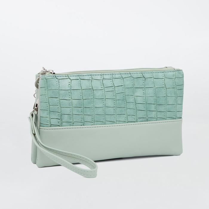 Клатч, 2 отдела на молнии, наружный карман, длинный ремень, цвет зелёный
Клатч, 2 отдела на молнии, наружный карман, длинный ремень, цвет зелёный