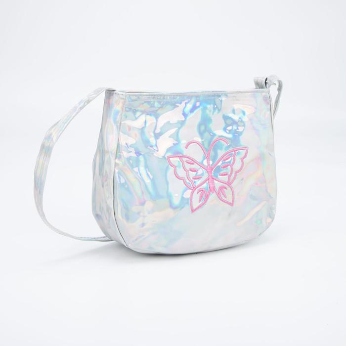 Сумка детская, отдел на молнии, регулируемый ремень, цвет серебристый, «Бабочка»
Сумка детская, отдел на молнии, регулируемый ремень, цвет серебристый, «Бабочка»