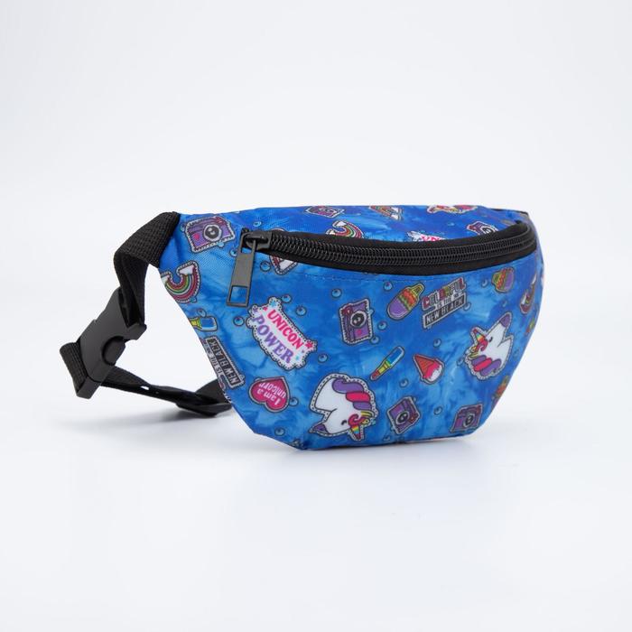 Сумка поясная, отдел на молнии, цвет голубой, «Единорог» 
Сумка поясная, отдел на молнии, цвет голубой, «Единорог»