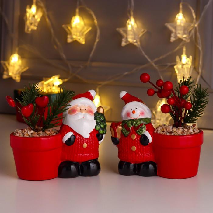 Сувенир керамика "Снеговик/Дед Мороз у горшочка с красными шариками" 14,5х7,3х14,2 см МИКС
Сувенир керамика "Снеговик/Дед Мороз у горшочка с красными шариками" 14,5х7,3х14,2 см МИКС