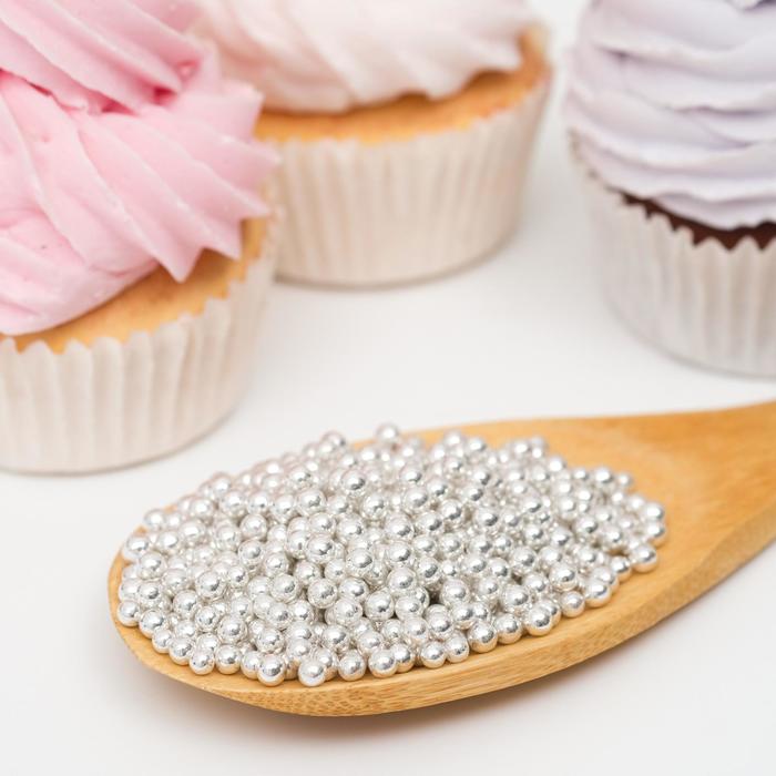 Кондитерская посыпка шарики 4 мм, серебряный хром, 50 г
Кондитерская посыпка шарики 4 мм, серебряный хром, 50 г