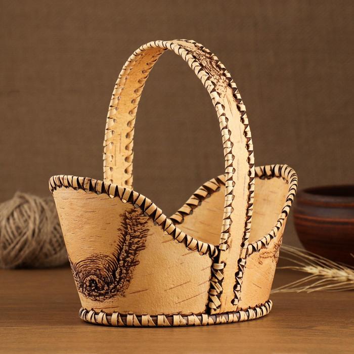 фото Корзина крестьянка ,20х16х21см, береста