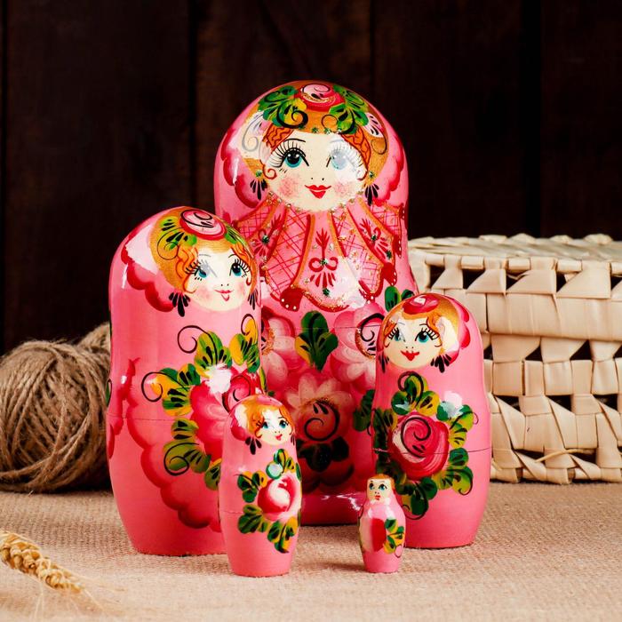 Матрешка 5-ти кукольная "Розовый наряд" , 9х18 см
Матрешка 5-ти кукольная "Розовый наряд" , 9х18 см