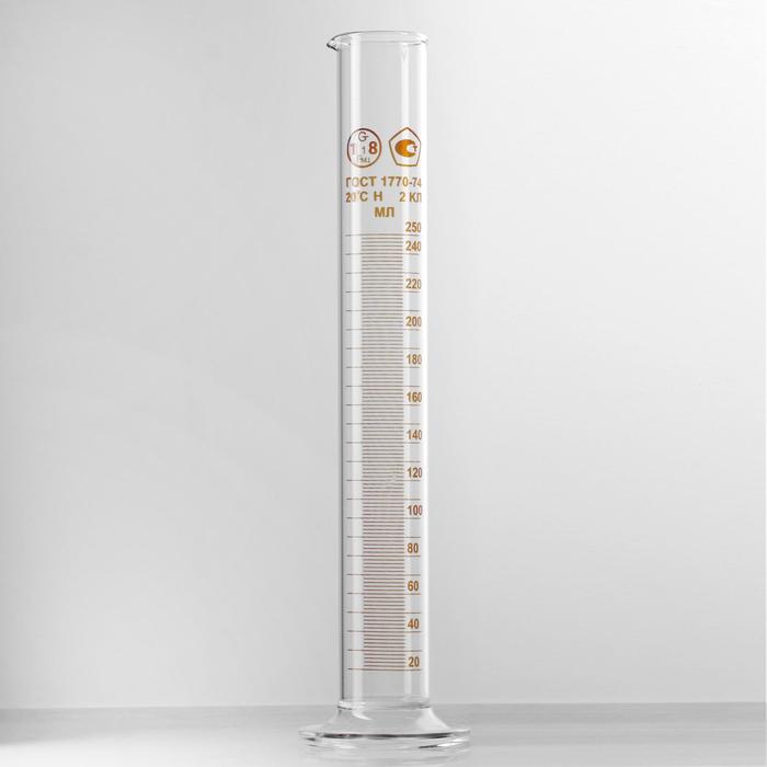 Цилиндр мерный на стеклянном основании с носиком 250 мл 
Цилиндр мерный на стеклянном основании с носиком 250 мл