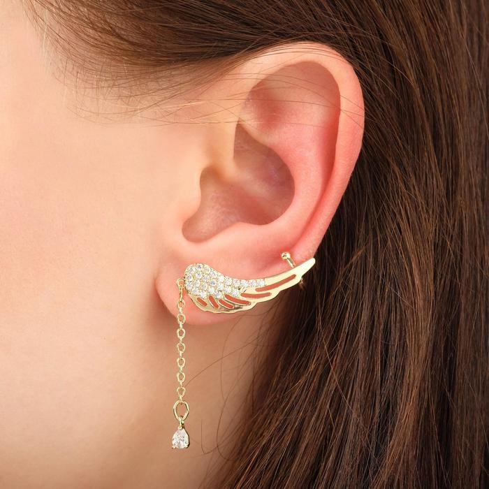 Серьга "Каффа" крылья ангела с подвеской, цвет белый в золоте
Серьга "Каффа" крылья ангела с подвеской, цвет белый в золоте