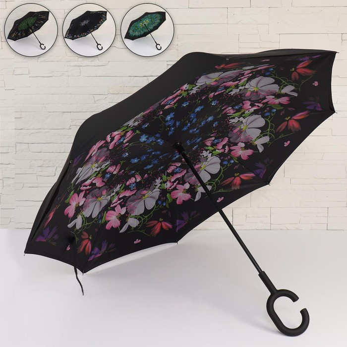 Зонт-наоборот, механический «Цветочный принт», 8 спиц, R = 53 см, ручка кольцо, рисунок МИКС
Зонт-наоборот, механический «Цветочный принт», 8 спиц, R = 53 см, ручка кольцо, рисунок МИКС