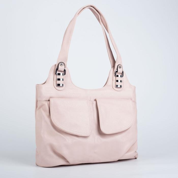 Сумка-мешок, отдел на молнии, 3 наружных кармана, цвет пудра 
Сумка-мешок, отдел на молнии, 3 наружных кармана, цвет пудра