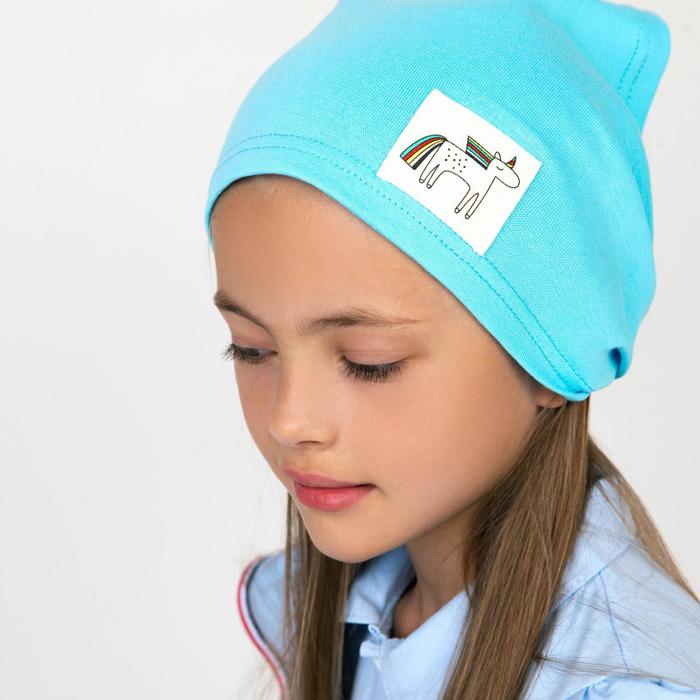 Косынка для девочки, цвет голубой/единорог, размер 50-54 
Косынка для девочки, цвет голубой/единорог, размер 50-54