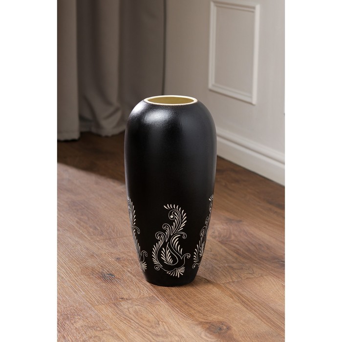 Ваза керамическая "Аурика", напольная, рельефная резка, чёрная, 44 см, авторская работа
Ваза керамическая "Аурика", напольная, рельефная резка, чёрная, 44 см, авторская работа