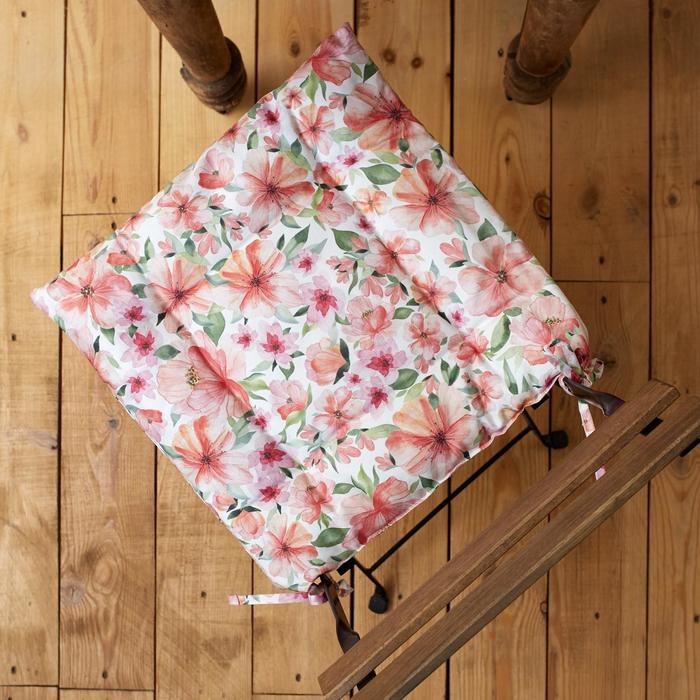 фото Сидушка на стул этель flowers 42х42см, 100% хл, 190 г/м2