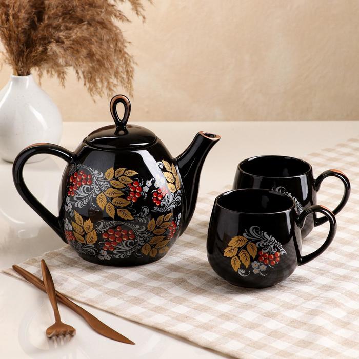 Чайный набор "Петелька", 3 предмета, чёрный, рябина, 1.1/0.38 л
Чайный набор "Петелька", 3 предмета, чёрный, рябина, 1.1/0.38 л