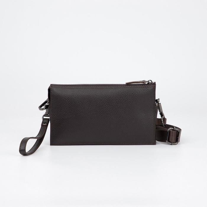 Клатч на молнии, с ручкой, длинная стропа, цвет коричневый
Клатч на молнии, с ручкой, длинная стропа, цвет коричневый