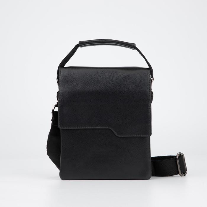 фото Планшет мужской, 3 отдела на молнии, 2 наружных кармана, длинная стропа, цвет чёрный