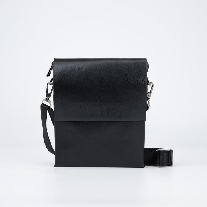 фото Планшет мужской, 3 отдела на молнии, 2 наружных кармана, длинная стропа, цвет чёрный