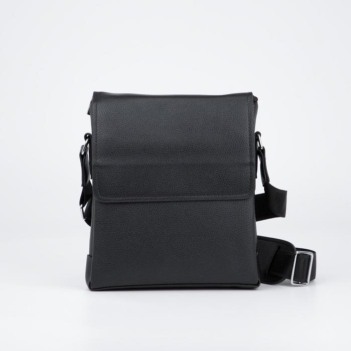 фото Планшет мужской, отдел на молнии, 2 наружных кармана, длинная стропа, цвет чёрный