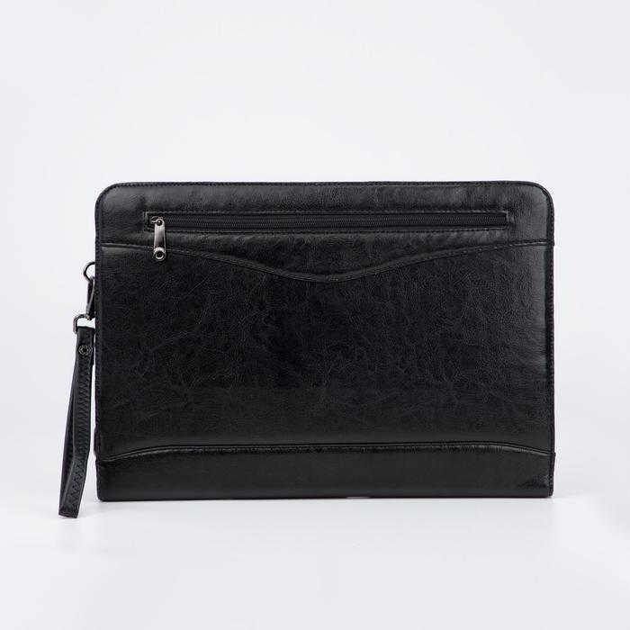 Папка деловая, 2 отдела на молниях, 2 наружных кармана, ручка, цвет чёрный
Папка деловая, 2 отдела на молниях, 2 наружных кармана, ручка, цвет чёрный