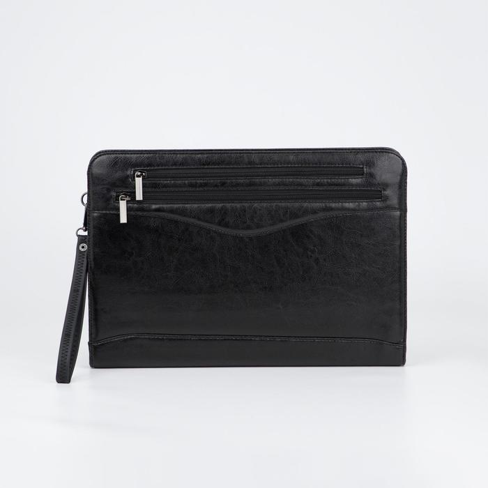 Папка деловая, 2 отдела на молниях, 3 наружных кармана, ручка, цвет чёрный
Папка деловая, 2 отдела на молниях, 3 наружных кармана, ручка, цвет чёрный