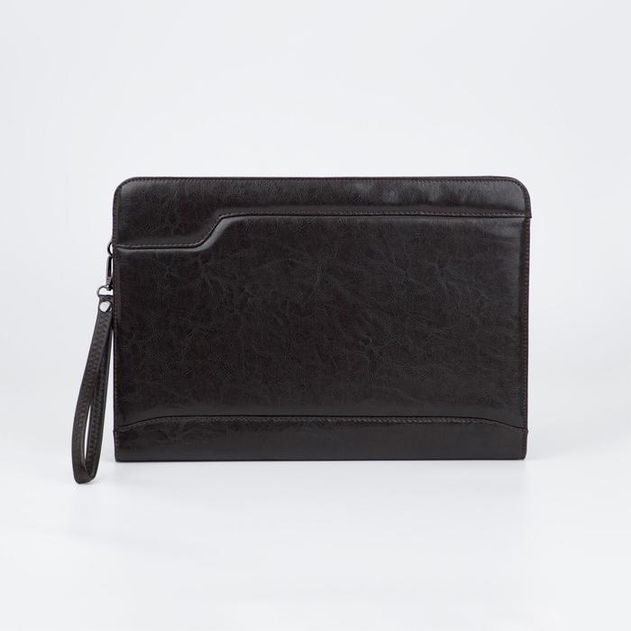 Папка деловая, 2 отдела на молниях, наружный карман, ручка, цвет коричневый
Папка деловая, 2 отдела на молниях, наружный карман, ручка, цвет коричневый