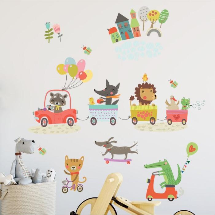 Наклейка пластик интерьерная цветная "Зверята и транспорт" 25х35 см набор 4 листа 
Наклейка пластик интерьерная цветная "Зверята и транспорт" 25х35 см набор 4 листа