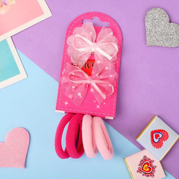 Набор для волос "Сабрина" (4 резинки, 2 зажима) атласные бантики горох, розовый
Набор для волос "Сабрина" (4 резинки, 2 зажима) атласные бантики горох, розовый