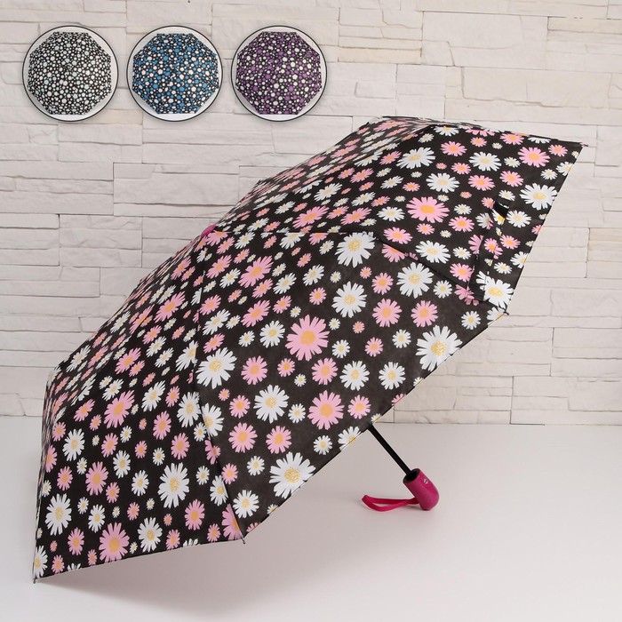 Зонт автоматический «Ромашковое поле», 3 сложения, 8 спиц, R = 47 см, цвет МИКС
Зонт автоматический «Ромашковое поле», 3 сложения, 8 спиц, R = 47 см, цвет МИКС