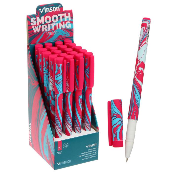 Ручка шариковая Vinson 0.7 мм, стержень масляный синий, корпус софттач с рисунком (штрихкод на штуке)
Ручка шариковая Vinson 0.7 мм, стержень масляный синий, корпус софттач с рисунком (штрихкод на штуке)