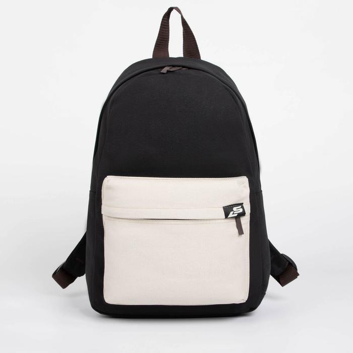 Рюкзак, отдел на молнии, 2 наружных кармана, цвет чёрный 
Рюкзак, отдел на молнии, 2 наружных кармана, цвет чёрный