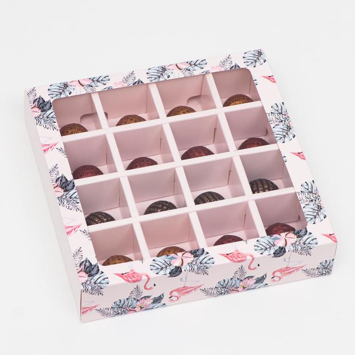 Коробка для конфет, 16 шт, "Фламинго", 17,7 х 17,7 х 3,8 см
Коробка для конфет, 16 шт, "Фламинго", 17,7 х 17,7 х 3,8 см
