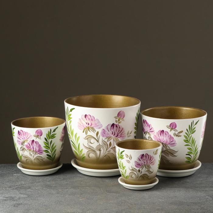 Набор горшков "Роспись бутон" астра, 4 предмета 1 / 2 / 3,8 / 5,4 л
Набор горшков "Роспись бутон" астра, 4 предмета 1 / 2 / 3,8 / 5,4 л