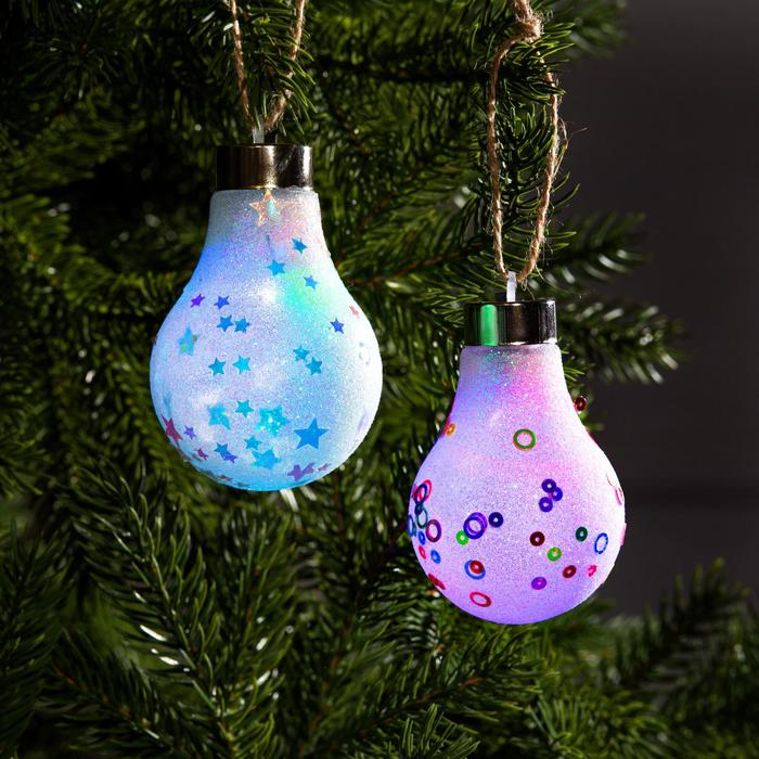 Набор елочных шаров "Лампочки блестящие", d=8 см, 1LED, 2 шт, от батареек, RGB
Набор елочных шаров "Лампочки блестящие", d=8 см, 1LED, 2 шт, от батареек, RGB