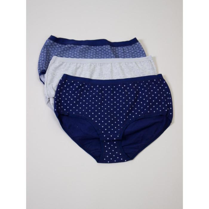 фото Трусы женские, 3 штуки, размер 48, цвет темно-синий-серый-синий sasan