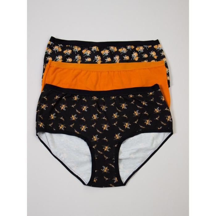 фото Трусы женские, 3 штуки, размер 48, цвет черный-рыжий-черный sasan