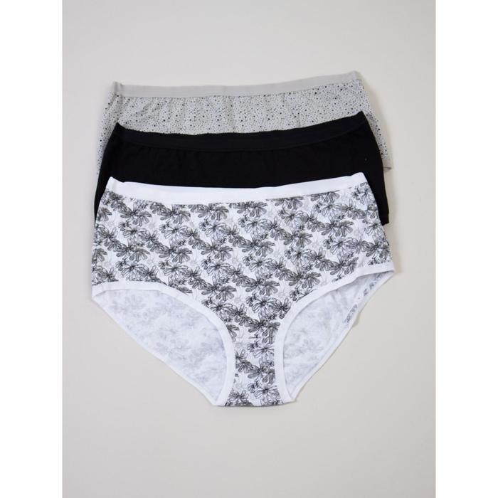 фото Трусы женские, 3 штуки, размер 52, цвет белый-черный-серый sasan