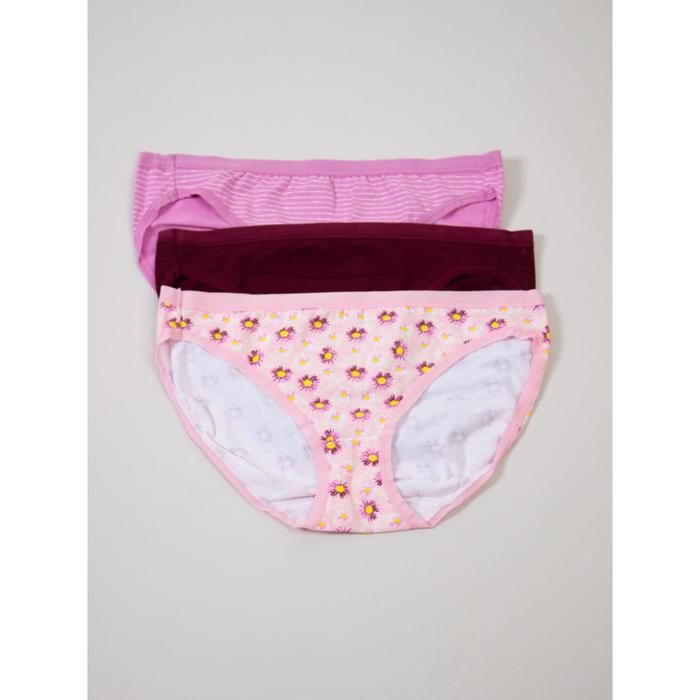 фото Трусы женские, 3 штуки, размер 46, цвет розовый-бордовый-сиреневый sasan