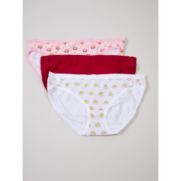 фото Трусы женские, 3 штуки, размер 46, цвет розовый-бордовый-белый sasan