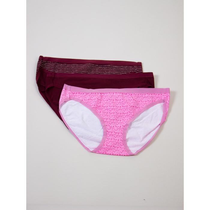 фото Трусы женские, 3 штуки, размер 52, цвет розовый-бордовый sasan