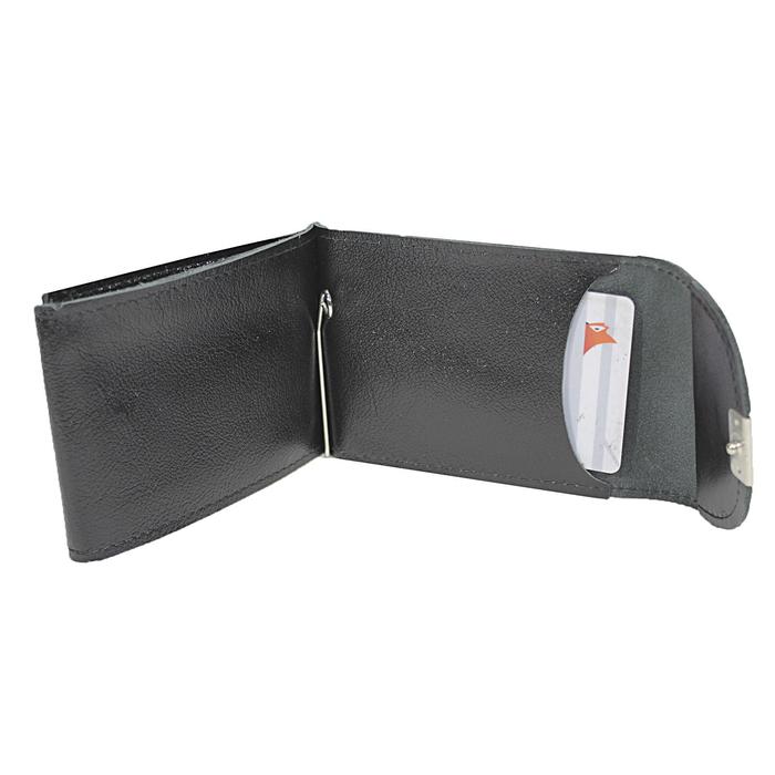 фото Зажим для купюр, отдел для монет, карт, цвет чёрный croco