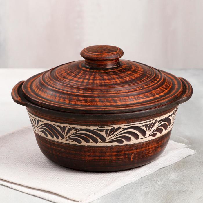 Жаровня с ручками, роспись ангобом, 2 л 
Жаровня с ручками, роспись ангобом, 2 л