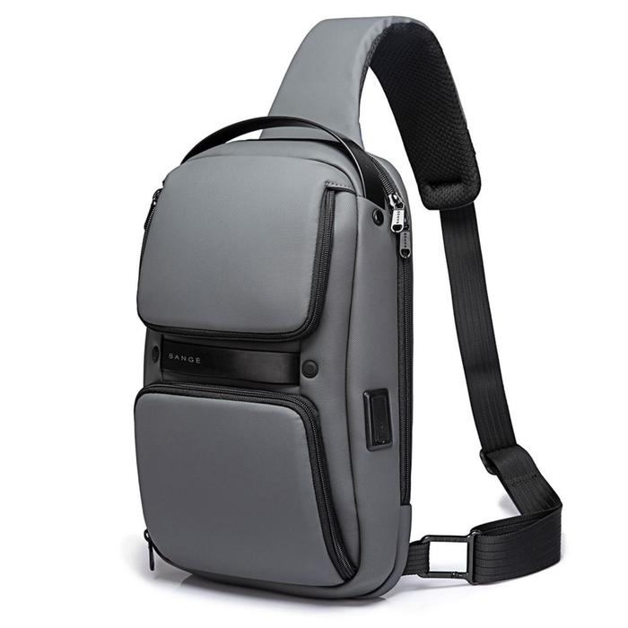 фото Рюкзак молодежный на 1 лямке с usb bange серый, 9.7"