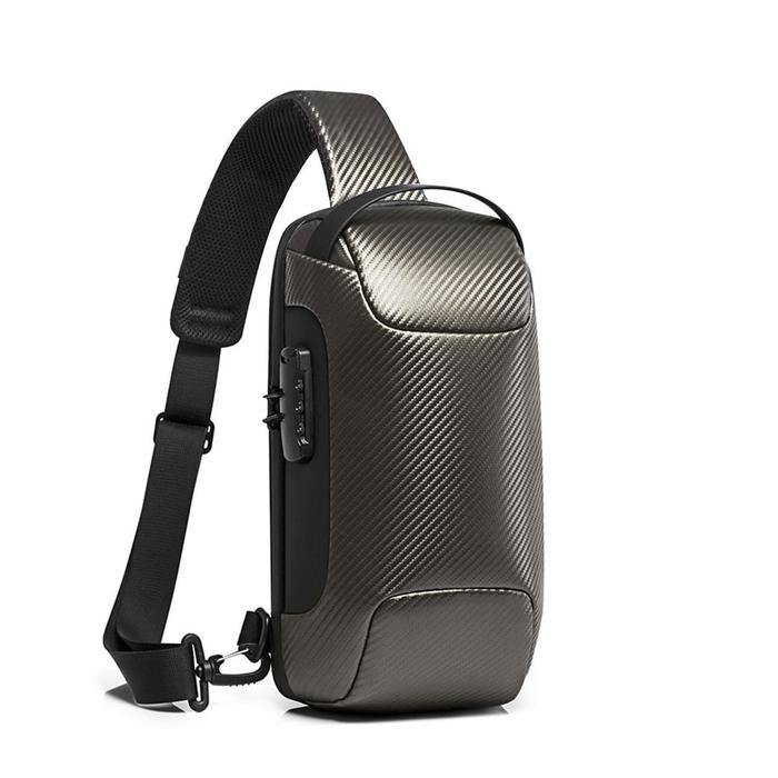 фото Рюкзак молодежный на 1 лямке с usb bange plus серый металлик, 9.7"