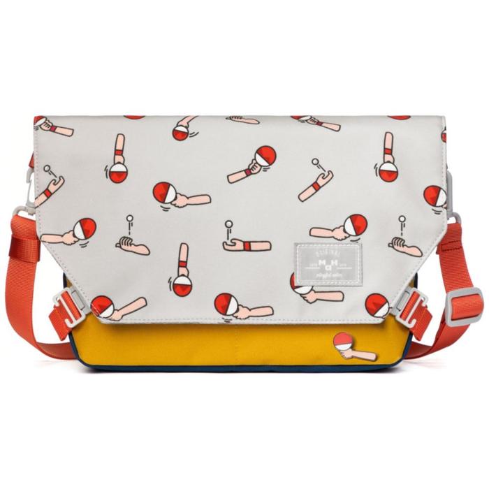 фото Сумка плечевая mah m200163s01 светло-серый/желтый/красный, 5.8" mr.ace-homme